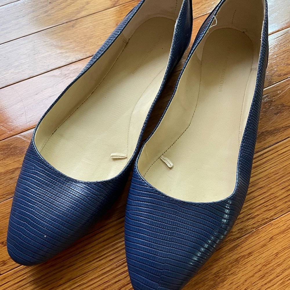 Zara Blue Faux Snakeskin Flats Shoes SZ 41